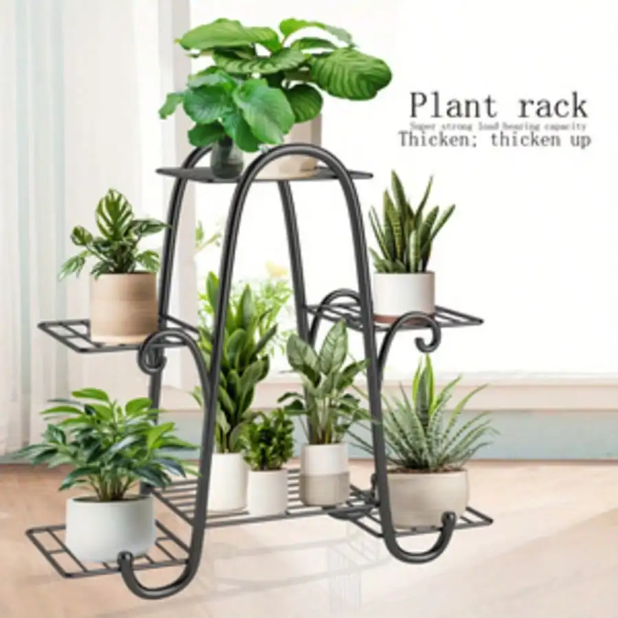 6-Tier Thickened Upgraded Metal Plant Stand, Indoor/Outdoor Plant And Flower Pot Display Rack – Wrought Iron Corner Multi-Layer