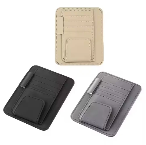 Flying Wing Hot Sale Car Sun Visor Organizer Leather Sunglasses Holder Storage Card Holder Card IC Glasses Clip Sunshade Bag