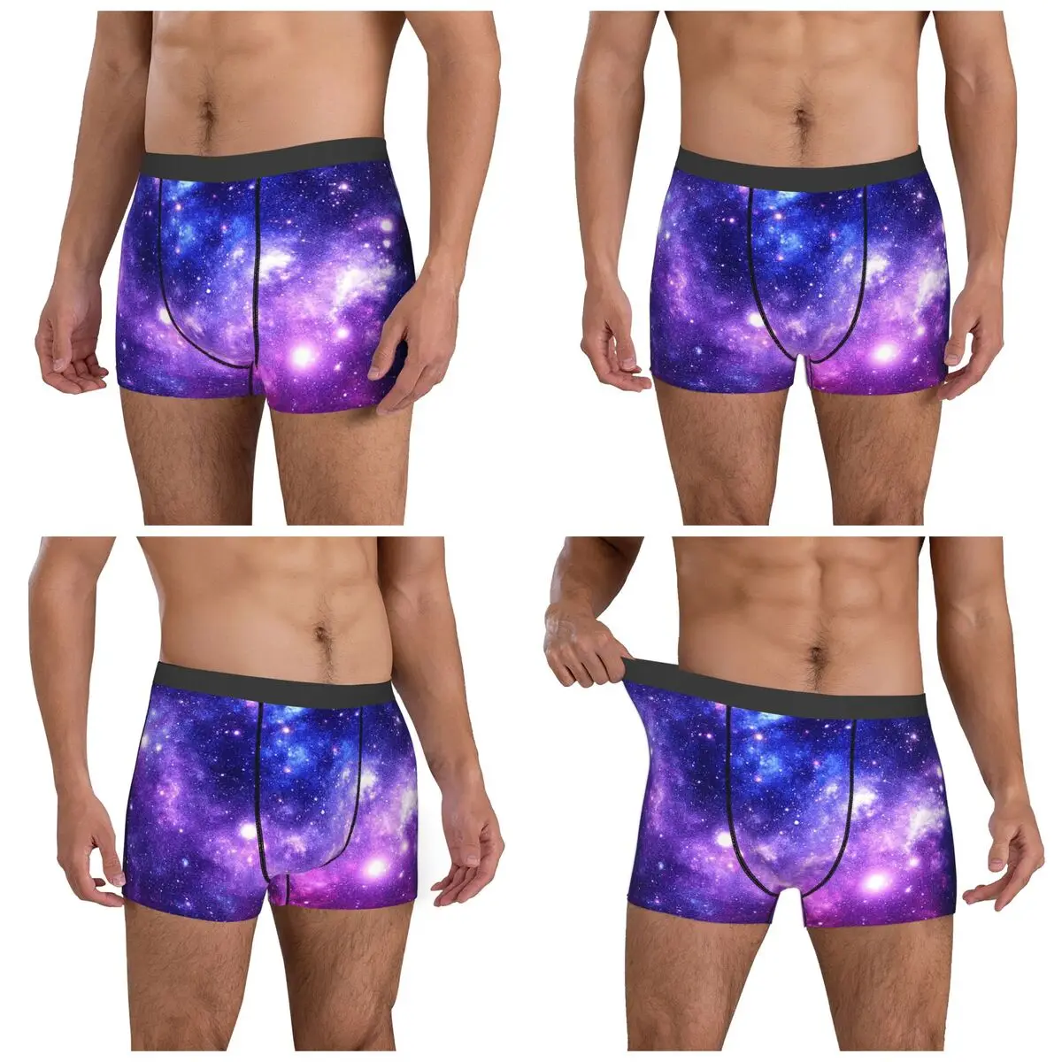 Boxer Underpants Shorts Purple Blue Galaxy Nebula Panties Male Breathable Underwear for Homme Man Boyfriend Gifts
