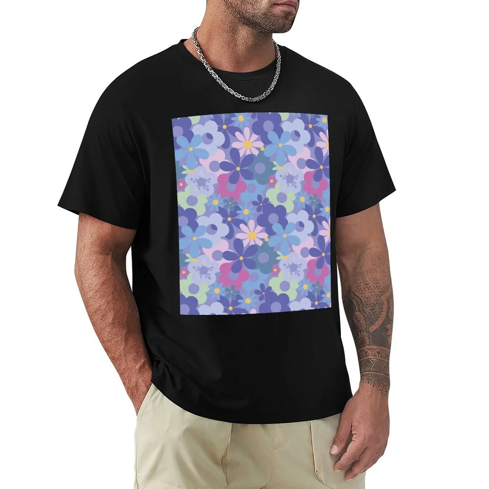 

Very Peri 2022 Flower Power Seamless Pattern Print T-Shirt custom t-shirts boys whites mens funny t shirts