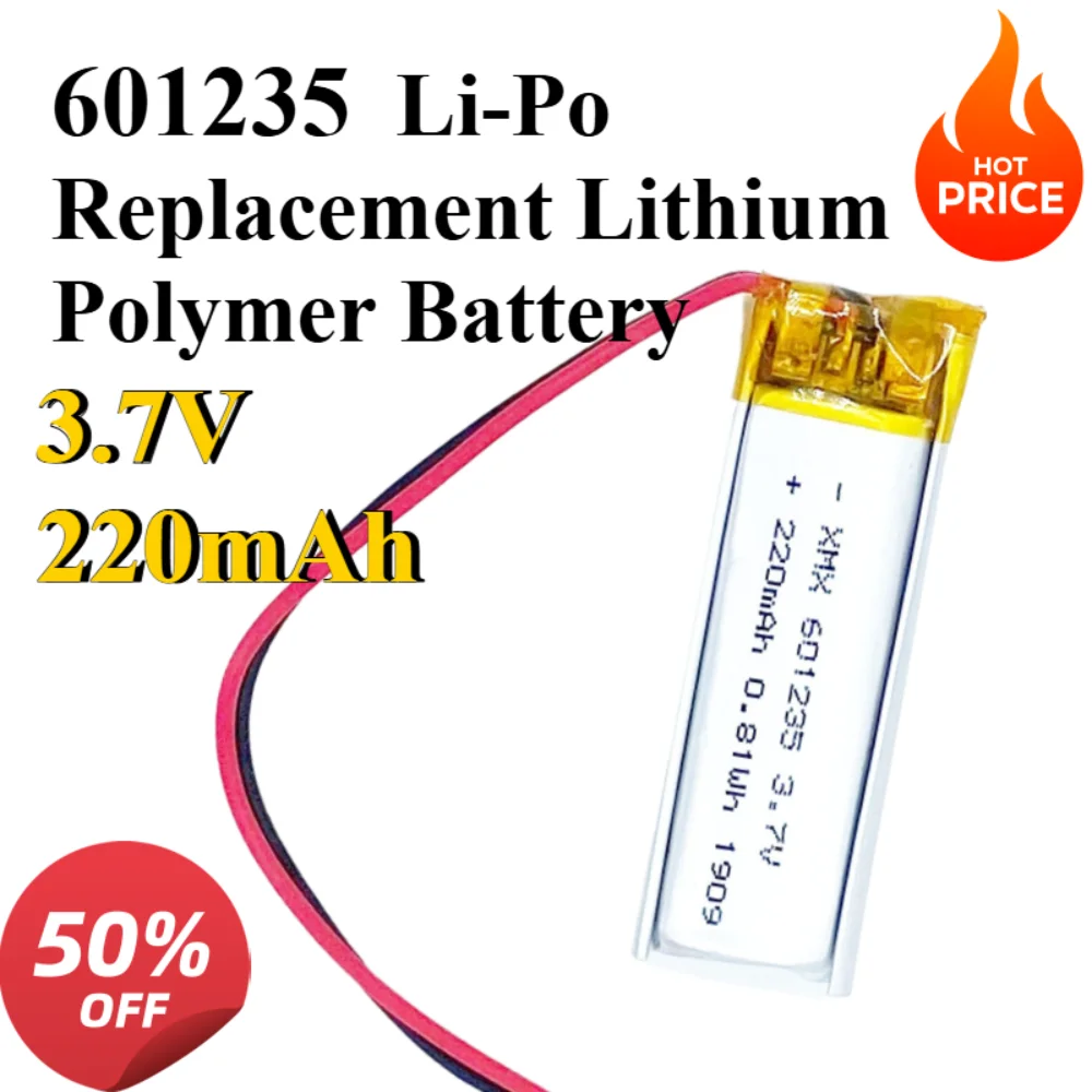 601235 3.7V 220mAh Li-Po Replacement Lithium Polymer Battery for DIY MP3 MP4 GPS Navigator PSP Bluetooth Headphone TWS Earbuds