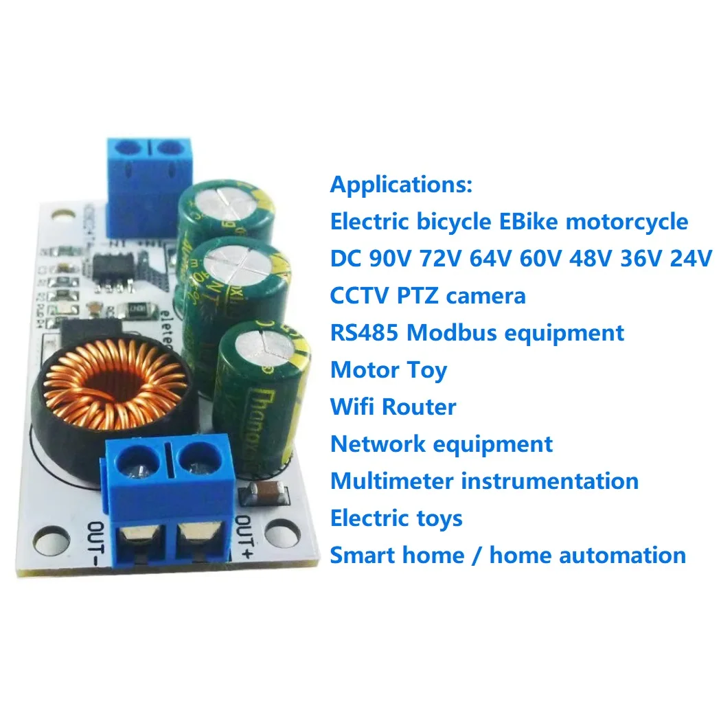 

Eletechsup 2.5A DC-DC Buck Converter 10-90V High Voltage Step-down Board for Lipo LiFePO4 Lead-acid Battery Solar Charging