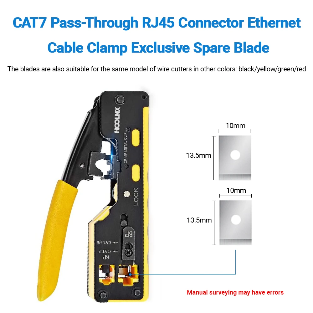 HOOLNX ใบมีดทดแทนอเนกประสงค์สําหรับ CAT6/CAT6A/CAT7 มาตรฐานและผ่านสายเคเบิลเครือข่าย CRIMPING เครื่องมือ