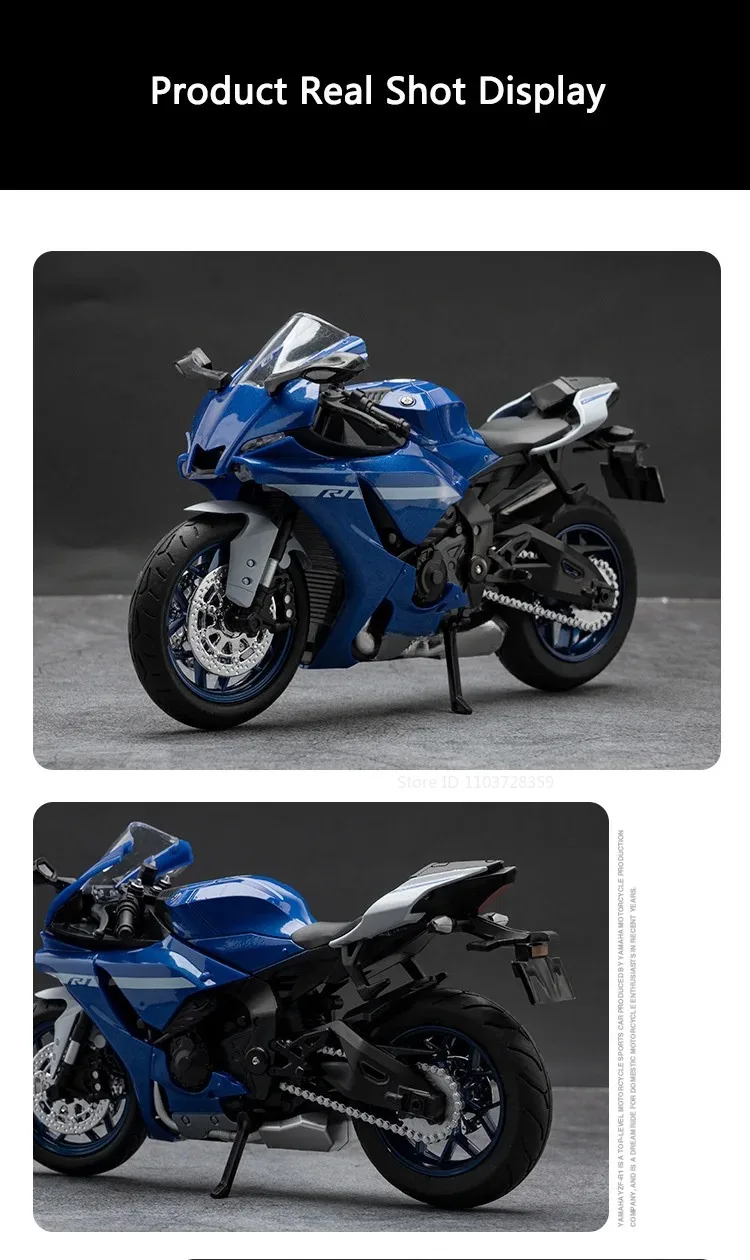 1:12 R1M R1 Motorrad Modell Spielzeug Legierung Diecast Miniatur Motorräder Sound Licht Stoßdämpfung Simulation Motorräder Geschenke – Detail 20