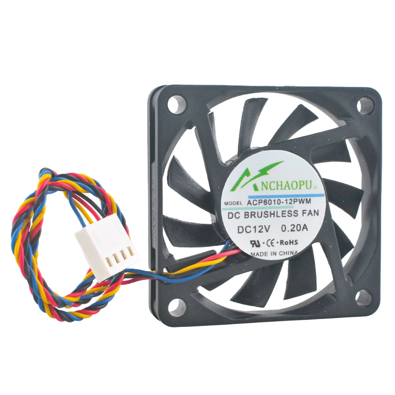 Ultra-Thin 6cm 60mm Cooling Fan - ACP6010-05PWM ACP6010-12PWM 60x60x10mm DC5V/12V 4-Pin 4500/5800rpm for Chassis CPU