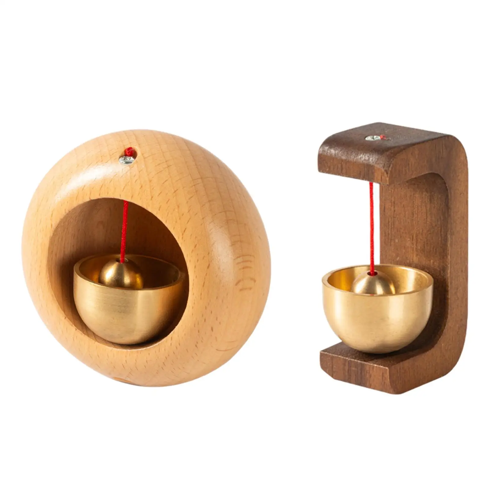 Shopkeepers Bell Wooden Door Bell Rustic Japanese Style Small Doorbell Welcome Wind Chime for Fridges Restaurants, Backyards