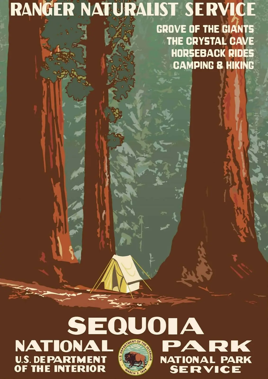 

Винтажный Шелковый постер с художественным принтом в национальном парке SEQUOIA, домашний декор для стен