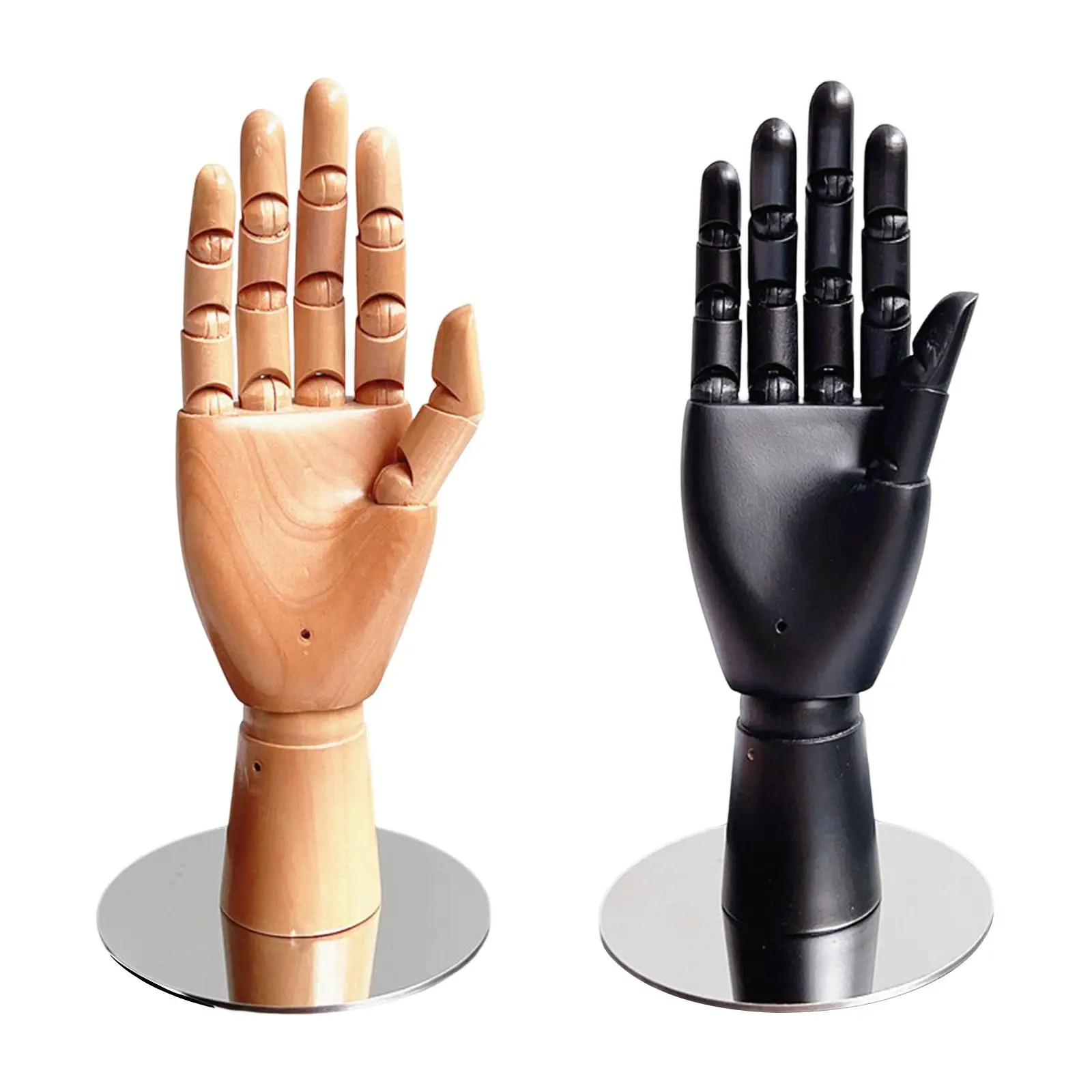 

Wooden Hand Model with Posable Fingers Lightweight Right Hand Model Moveable Mannequin Hand for Sketching Home Office Decoration