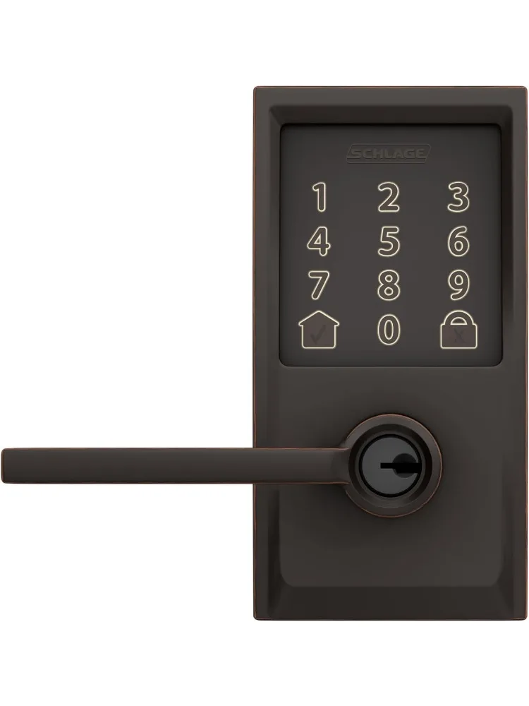 FE789WBCEN716LAT Coding Century WiFi Latitude Lever Smart Keyless Entry Touchscreen-Türschloss, gealterte Bronze