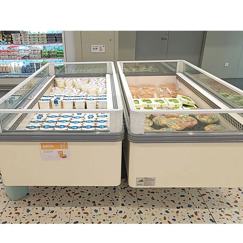 Customized Island Freezer Supermarket Showcase Cabinet Open Display Refrigerator Commercial Grade Cooling Equipment