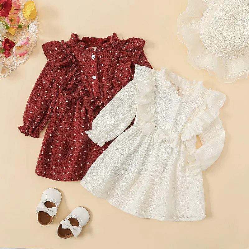 

Baywell Newborn Dresses Baby Girl Clothes Spring Fall Dot Printed Long Sleeve Dress Toddler Girls Casual Cute Dress Clothing