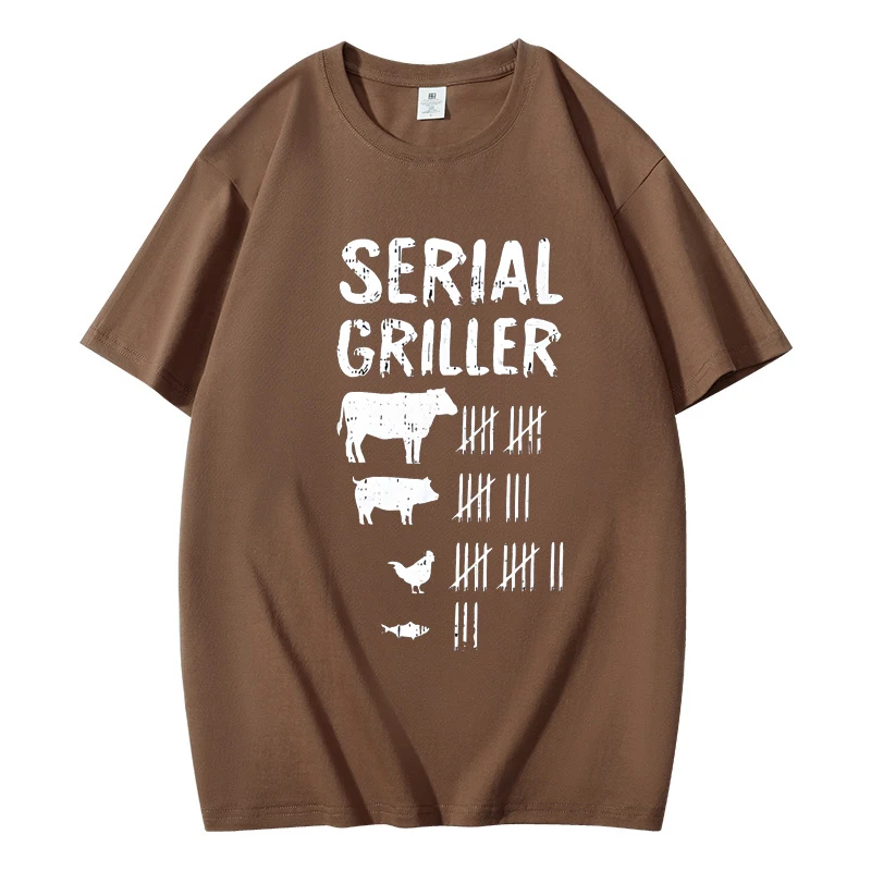 Fashionable New Limited Edition BBQ Master Father's Day Fun BBQ Pure Cotton T-Shirt, Comfortable Short Sleeve for Men and Women