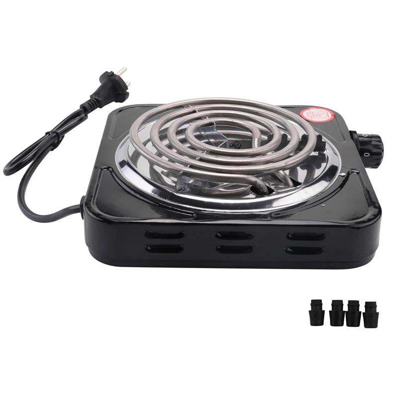 Electric Single Burner Cooktop Compact Hot Plate,1500W, Black & Stainless Eu Plug