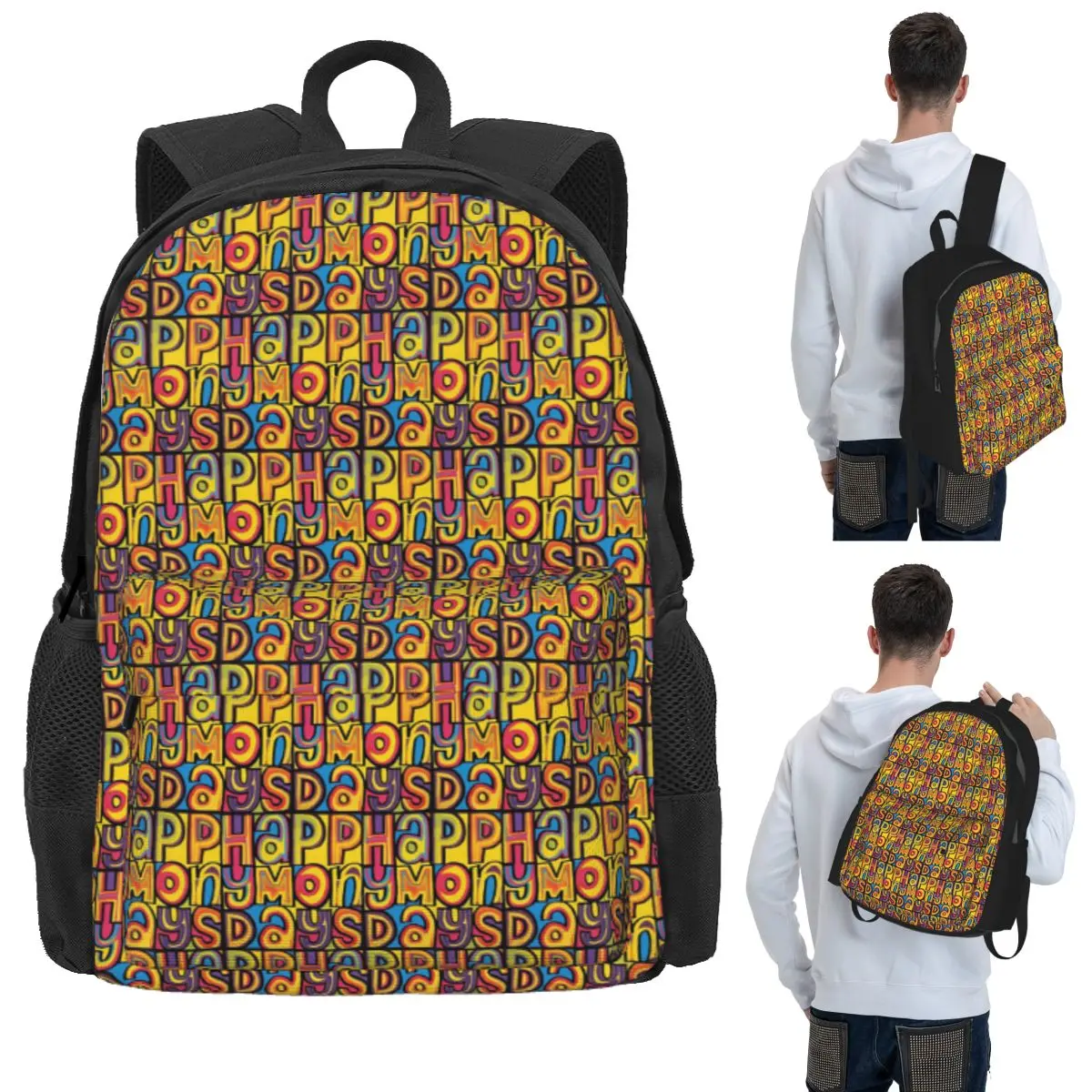 

Happy Mondays Student Backpack School Bag Hiking Travel Daypack for Boys Girls Bookbag Shoulder Bags