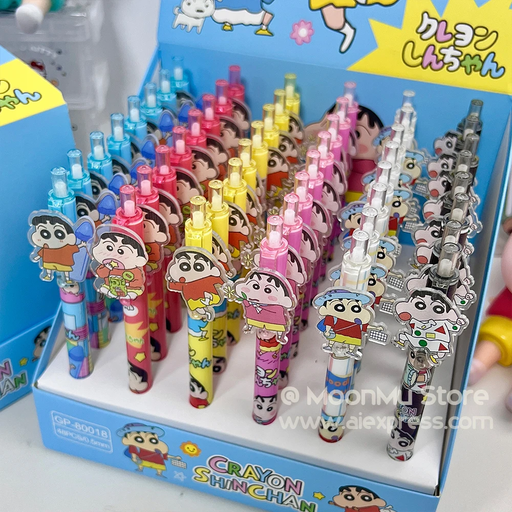 6Pcs Kawaii Crayon Shin-Chan Gel Pens Set Cute 0. 5mm Black Pen Cartoon School Student Stationery Supplies Gift