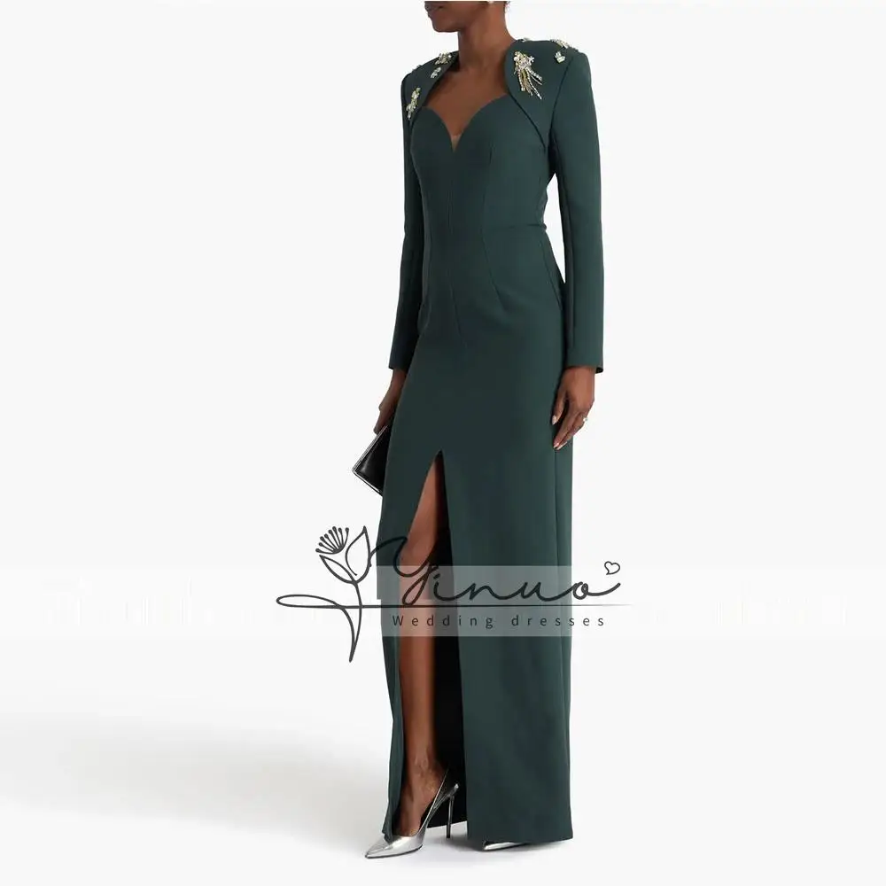 

Индивидуальный пошив: Вечернее платье-русалка в пол, нарядное платье для вечеринки, с вырезом «сердечко», в саудовском стиле, с длинными рукавами, расшитое бисером, для выпускного бала