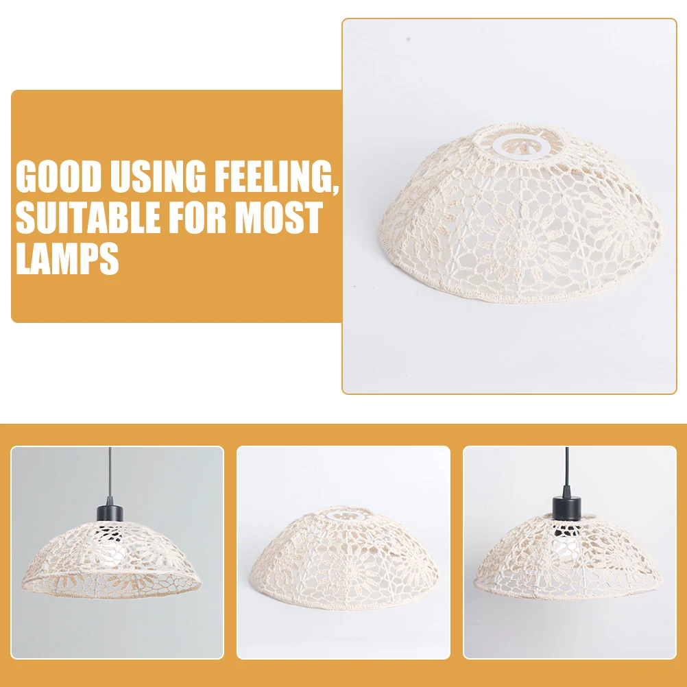 

Cotton Rope Bohemian Hand Woven Lampshade Rustic Lightweight Hanging Lamp Shade Cover for Pendant Ceiling Light Decorative