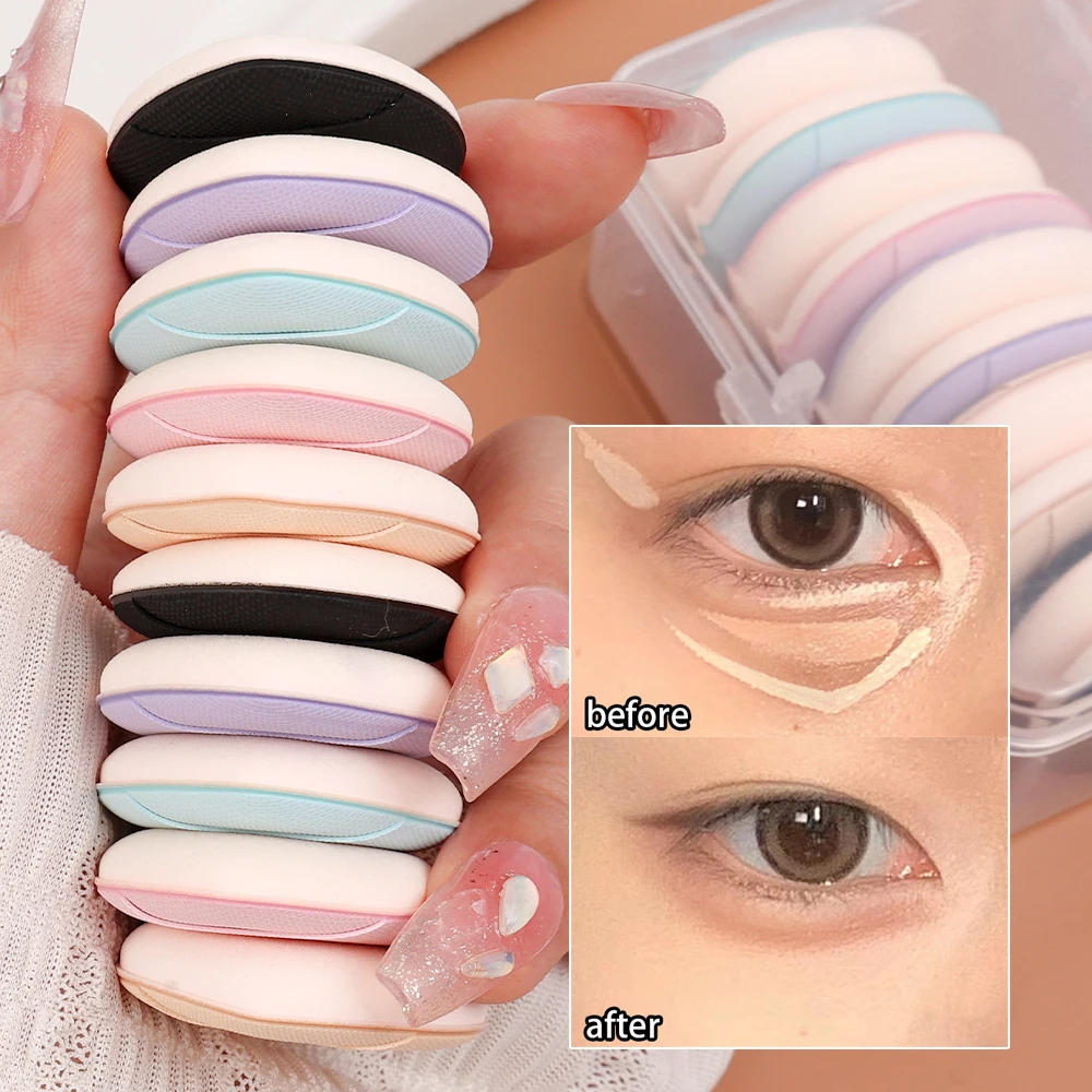 10PCS Mini Size Finger Puff with Box Concealer Foundation Sponge Puffs No Eat Powder Wet Dry Makeup Puff Seamless Cosmetic Tools