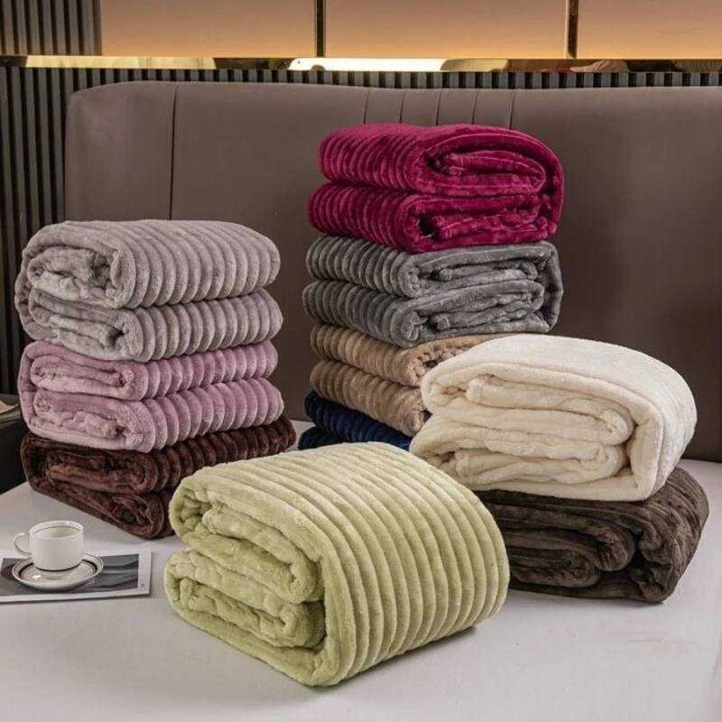 

Coral Fleece Nap Blanket Ultra Soft Solid Color Sofa Throw All Seasons Machine Washable Bed Cover Portable Trip Seat Blankets