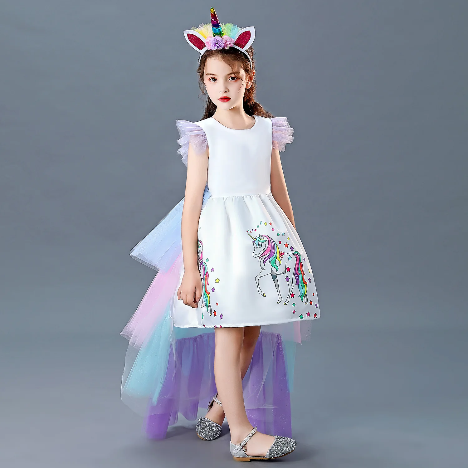 

LSYXH Little Girls Rainbow Unicorn Cosplay Fancy Birthday Party Halloween Holiday Easter Dress