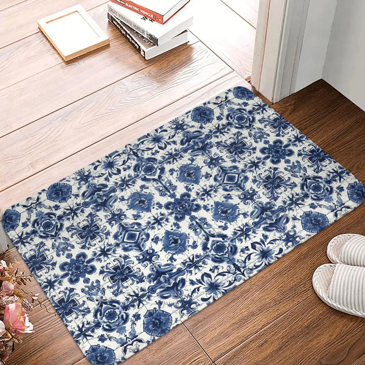 Blue Delft Heritage Anti-slip Doormat Floor Mat Antiwear Carpet Rug for Kitchen Entrance Home Bathroom Living room Footpad Mats