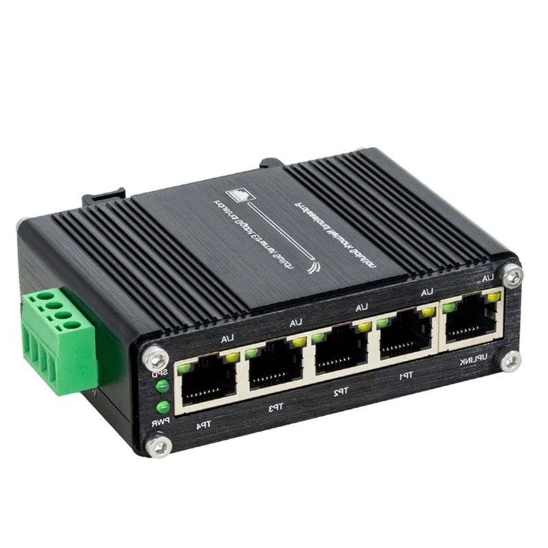 AU61-Industrial Mini 5 Ports Gigabit Ethernet Switch 1000Mbps 5 RJ45 Network Switch 12-48VDC Input