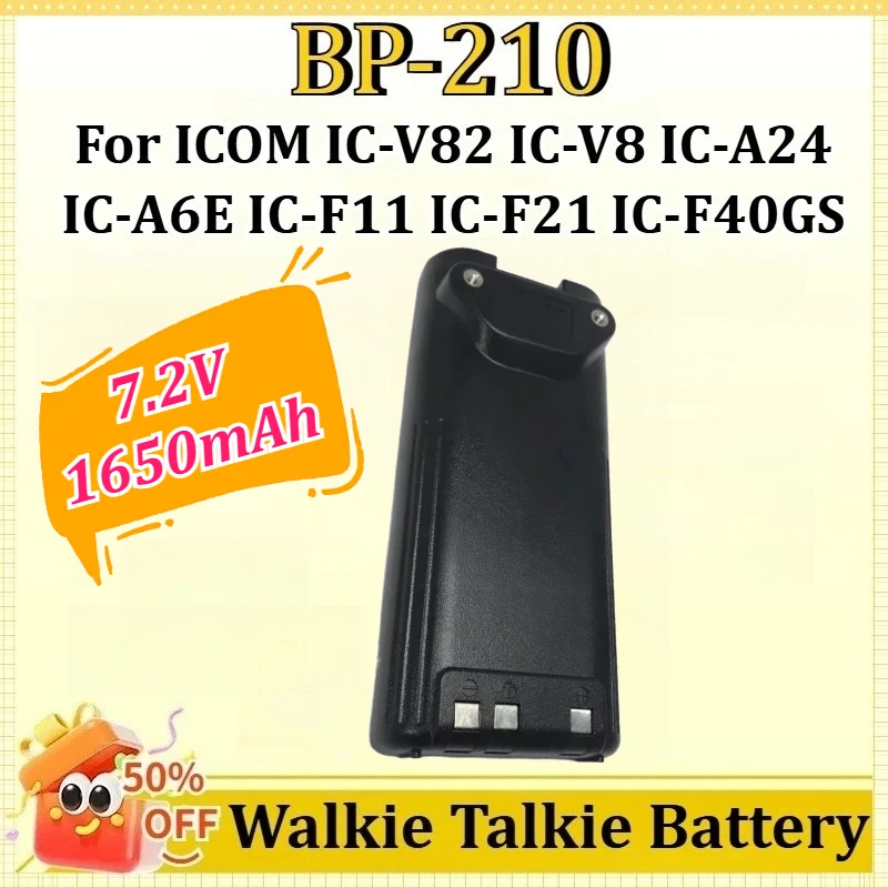 

BP-210 7.2V 1650mAh Replacement NI-MH Battery for ICOM IC-V82 IC-V8 IC-A24 IC-A6E IC-F11 IC-F21 IC-F40GS Two Way Radios