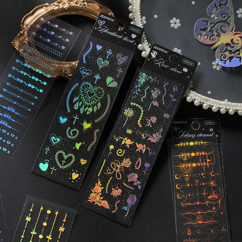 

3 листа Kawaii Star Dream Story Series наклейки для домашних животных лазерное золото DIY дневник скрапбук чехол для телефона эстетические канцелярские наклейки