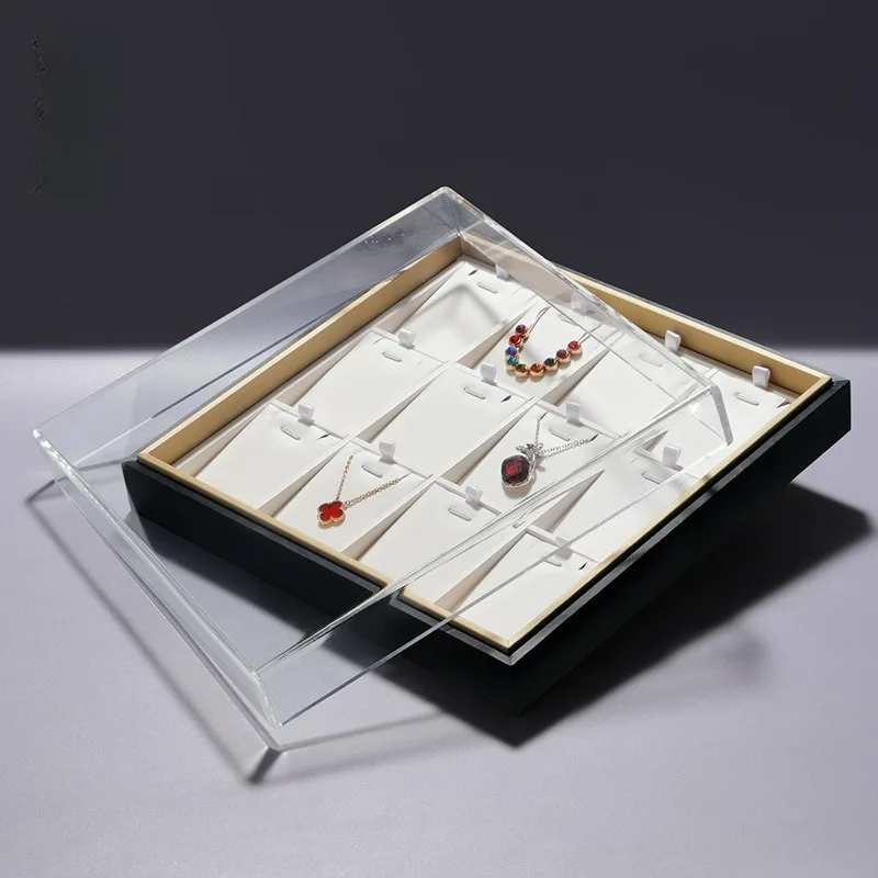 

Acrylic Jewelry Storage Box Transparent Necklace Display Case Jeweler Earrings Rings Organizer Boxes Jewellery Showcase Tray