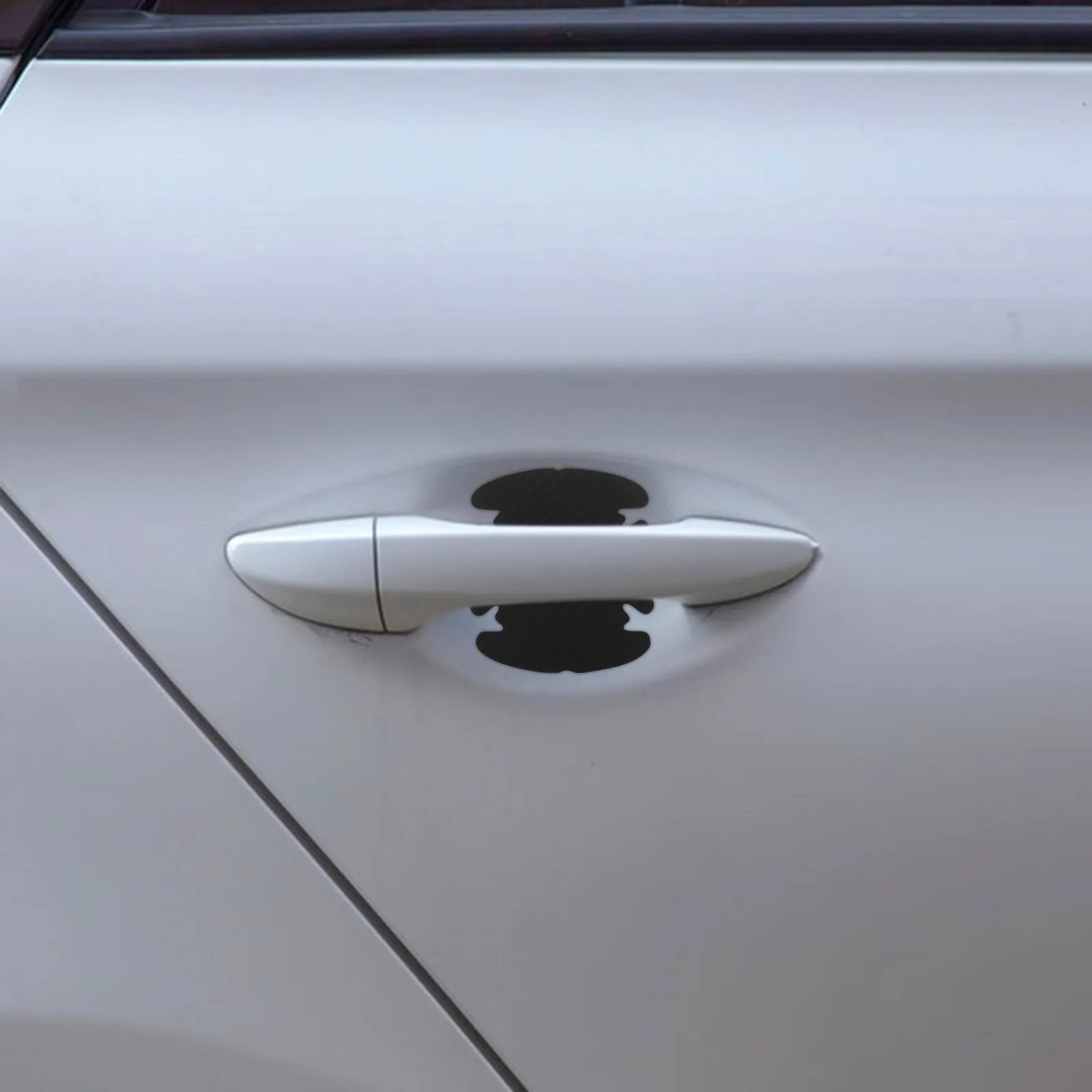 

4pcs 3D Carbon Fiber Car Door Handle Protector Sticker Scratch Resistant Universal Fit Paint Protection Film Vehicle Door Handle