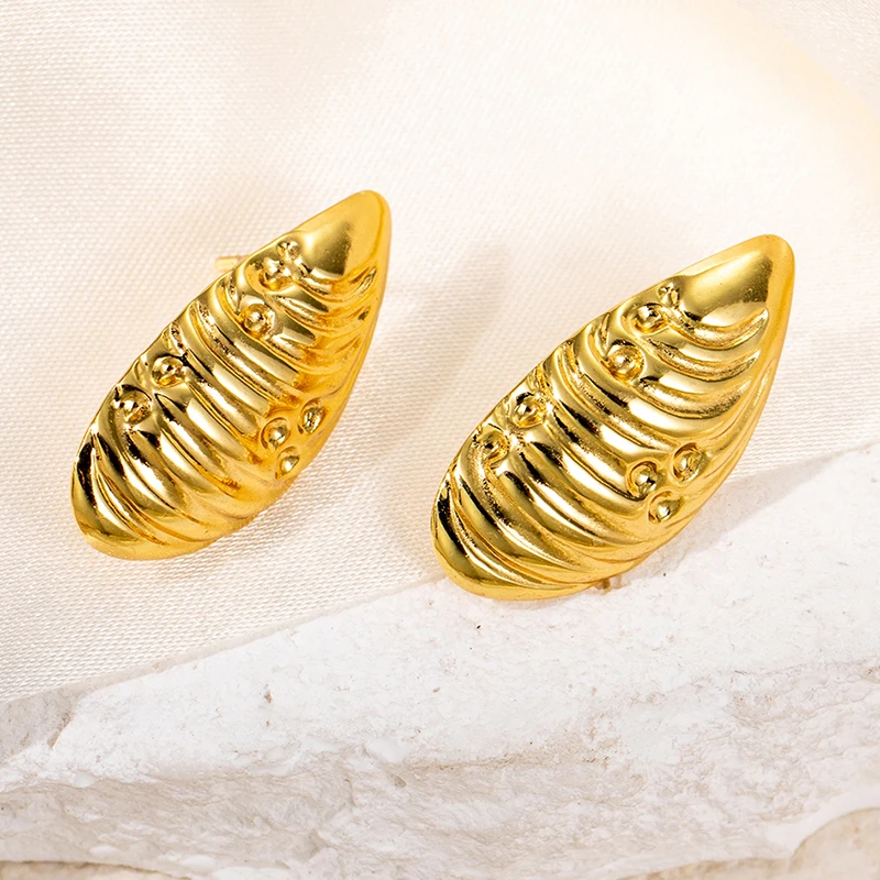 ANENJERY 316L Stainless Steel Irregular Geometry Heart Round Earrings For Women Fashion Unique Jewelry Gifts Wholesale