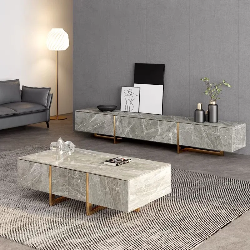 خزانة تلفزيون إيطالية فاخرة وبسيطة وبسيطة وخزانة تلفزيون وطاولة قهوة وغرفة معيشة بسيطة وحديثة إسكندنافية صغيرة