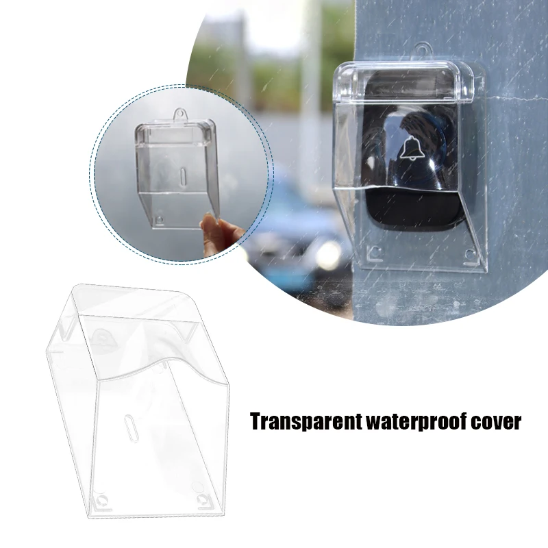 Wireless Doorbell Waterproof Cover Door Bell Ring Chime Button Transparent Door Bell Protective Cover For Home Doorbell