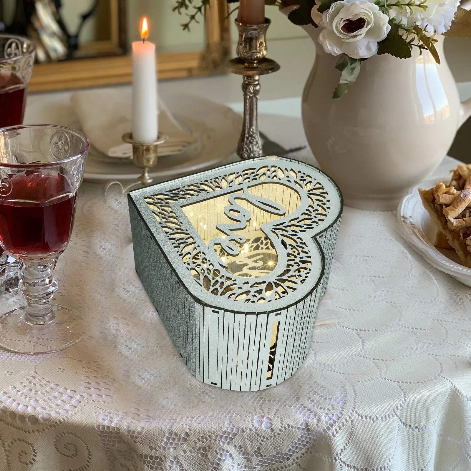 

Heart Shaped Wooden Wedding Card Box Large Capacity Envelopes Gifts Greeting Container Storage Keepsake