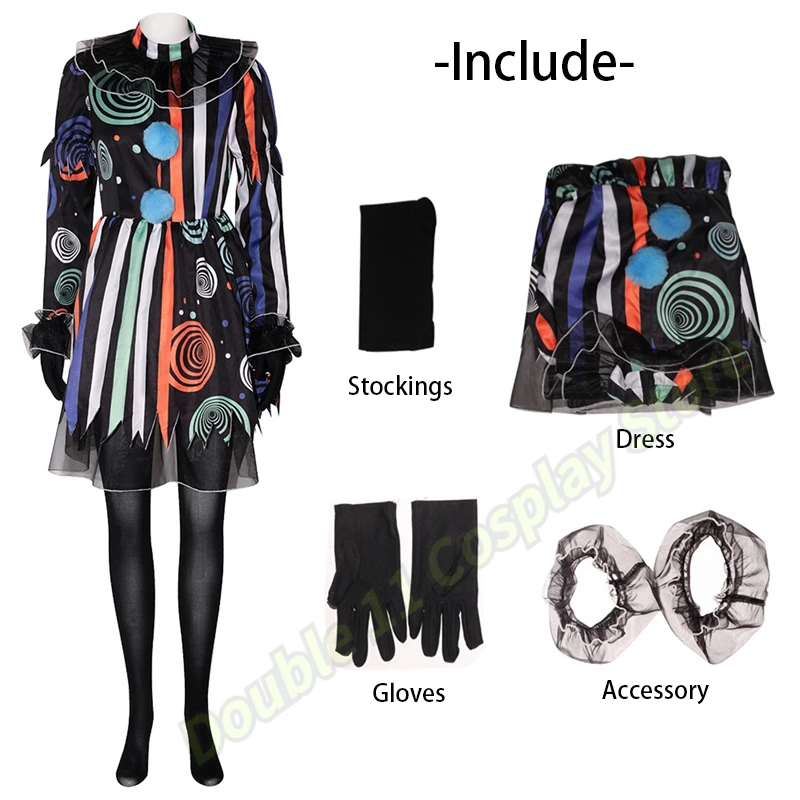 New Clown Girl Cosplay Costume Adult Women Joker Uniform Dress Full Set Accessories Suit Halloween Carnival Outfits