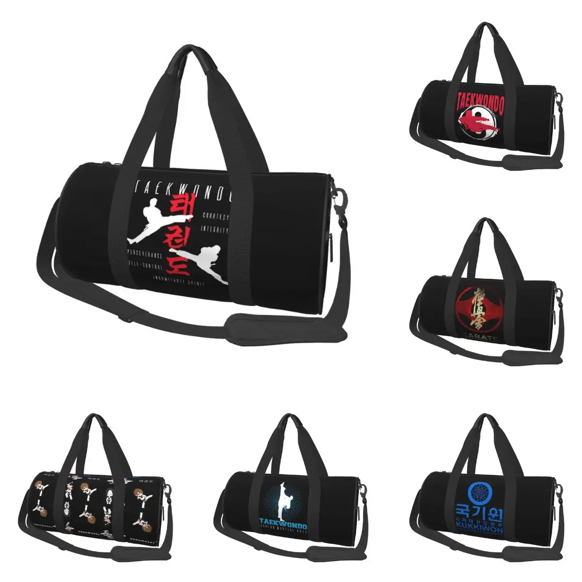 Borsa da viaggio Taekwondo per arti marziali borse sportive grandi borsa da palestra personalizzata da uomo portatile borsa da Fitness grafica per Yoga