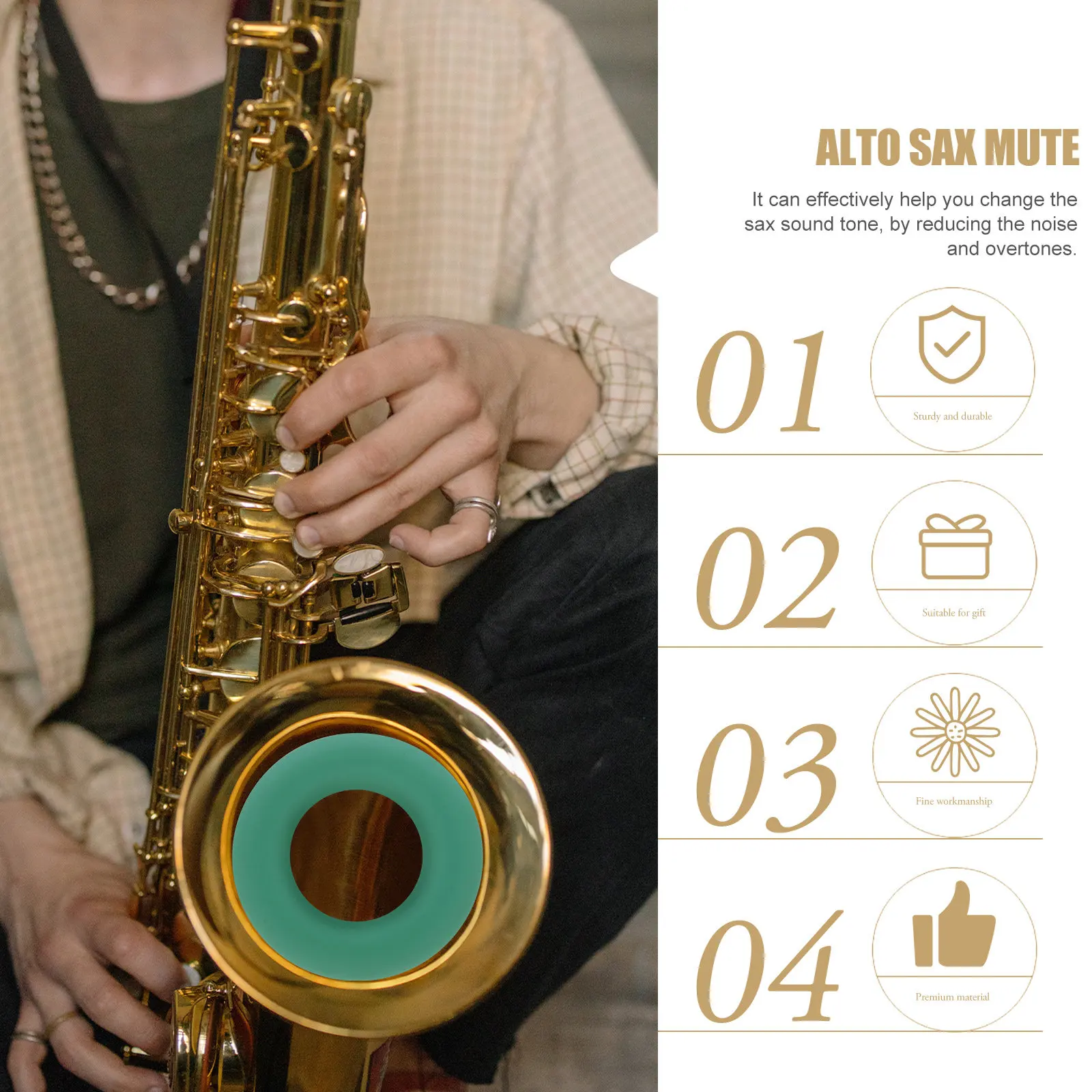 Saxophone Mute for Alto Sax Made of Premium Silicone Easy Fit Secure Design Reduces Sound Volume Overtones Enhances Practice