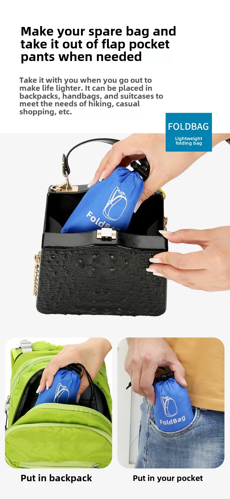 Outdoor Foldable Skin Bag, Ultra Lightweight, Portable Backpack, Men's and Women's Ultra-thin Sports Backpack Bags for Women