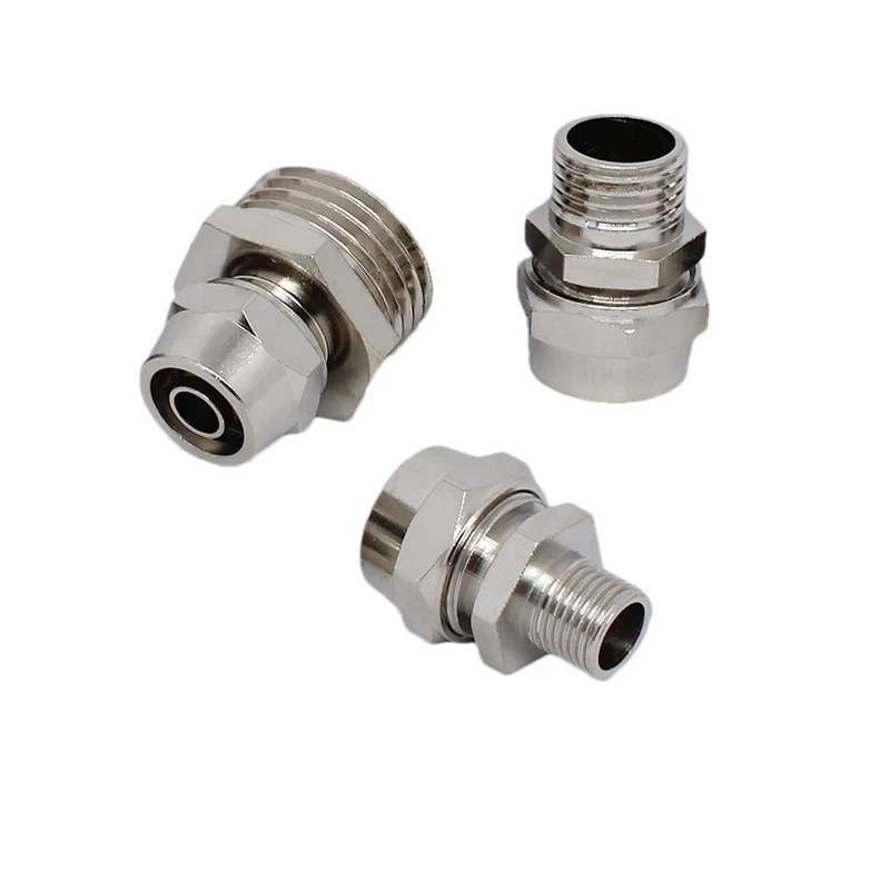 Nickel-plated copper internal thread external thread 1/8” 1/4” 3/8” 1/2” inch thread (PT) trachea quick connector 4 6 8 10 12 mm