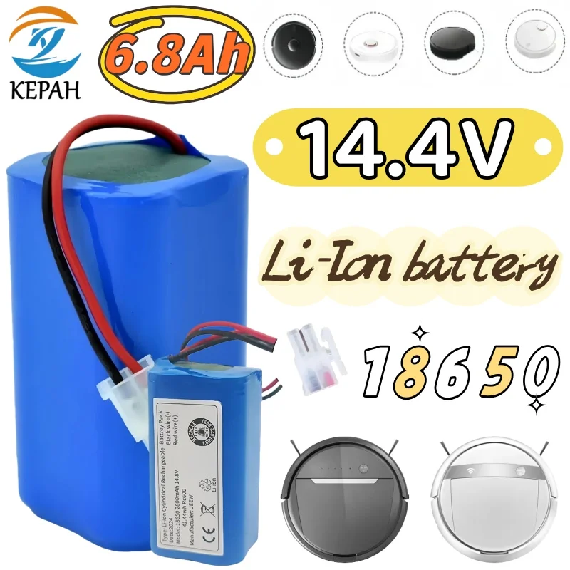 14.4V 6800mAh/9800mAh 4S1P Replacement Li-ion battery suitable Robot Vacuum Cleaner Rechargeable Battery robot Electric Sweeper