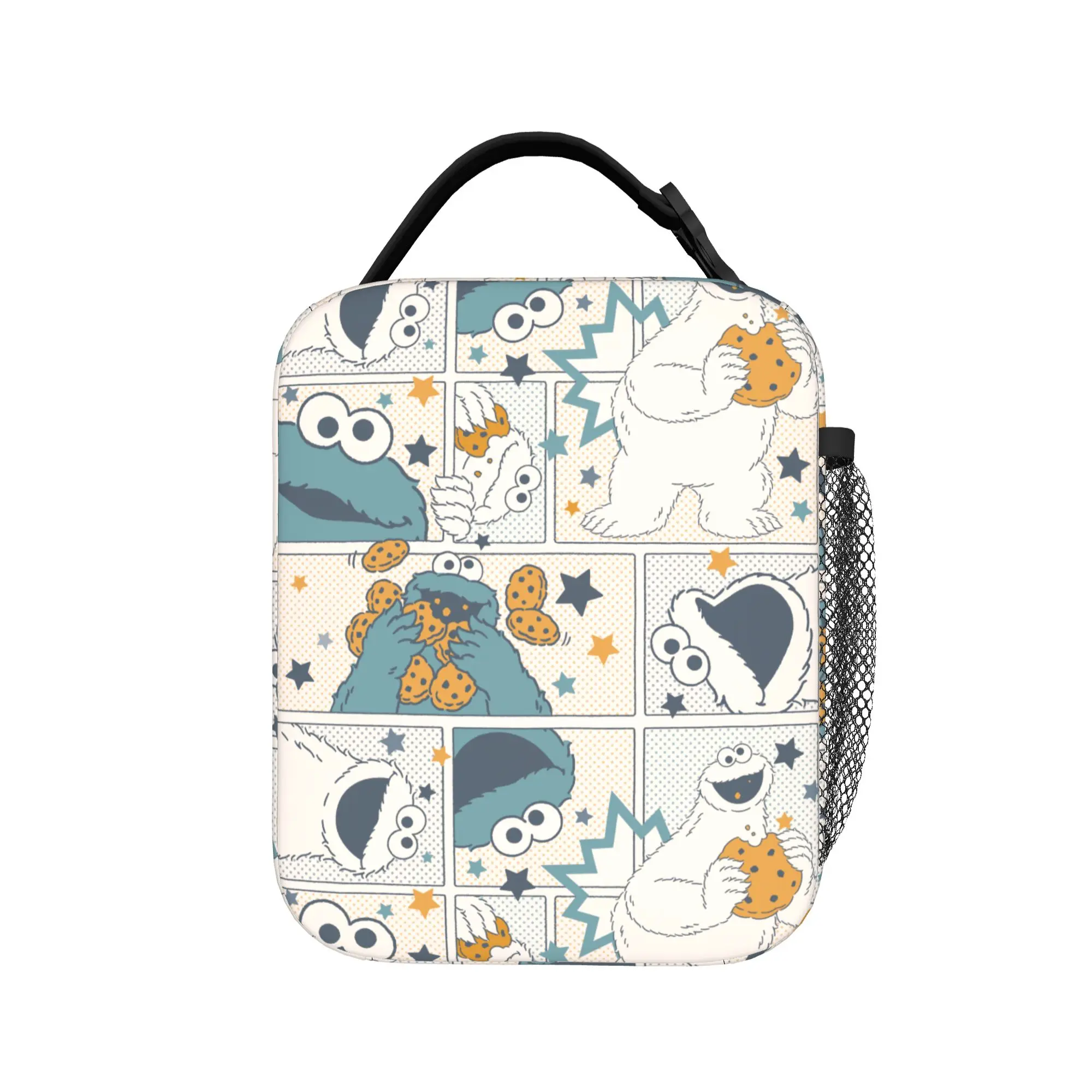 Cookies Monsters Thermal Insulated Lunch Bags for Picnic Cartoon Portable Bento Box Thermal Cooler Food Box