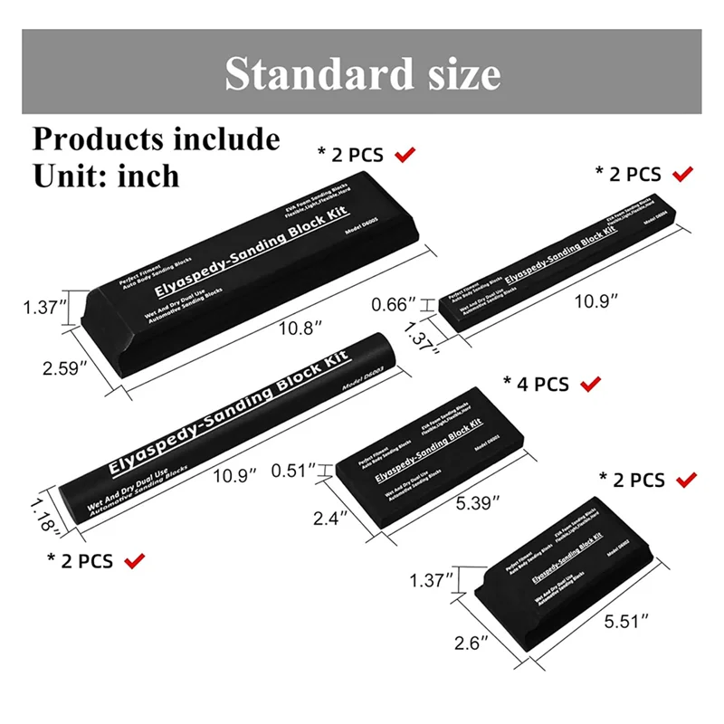 A84X-12 PC Piece Sanding Block Kit For Auto Body Work Includes Automotive Sanding Blocks And Body Finishing Tools