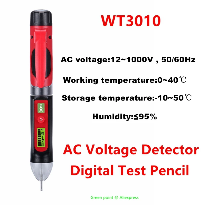 5PCS WINTACT WT3010 AC Voltage Detector 12~1000V High & Low Sensitivity Switch Non-Contact Electric Pen Household Line Detection