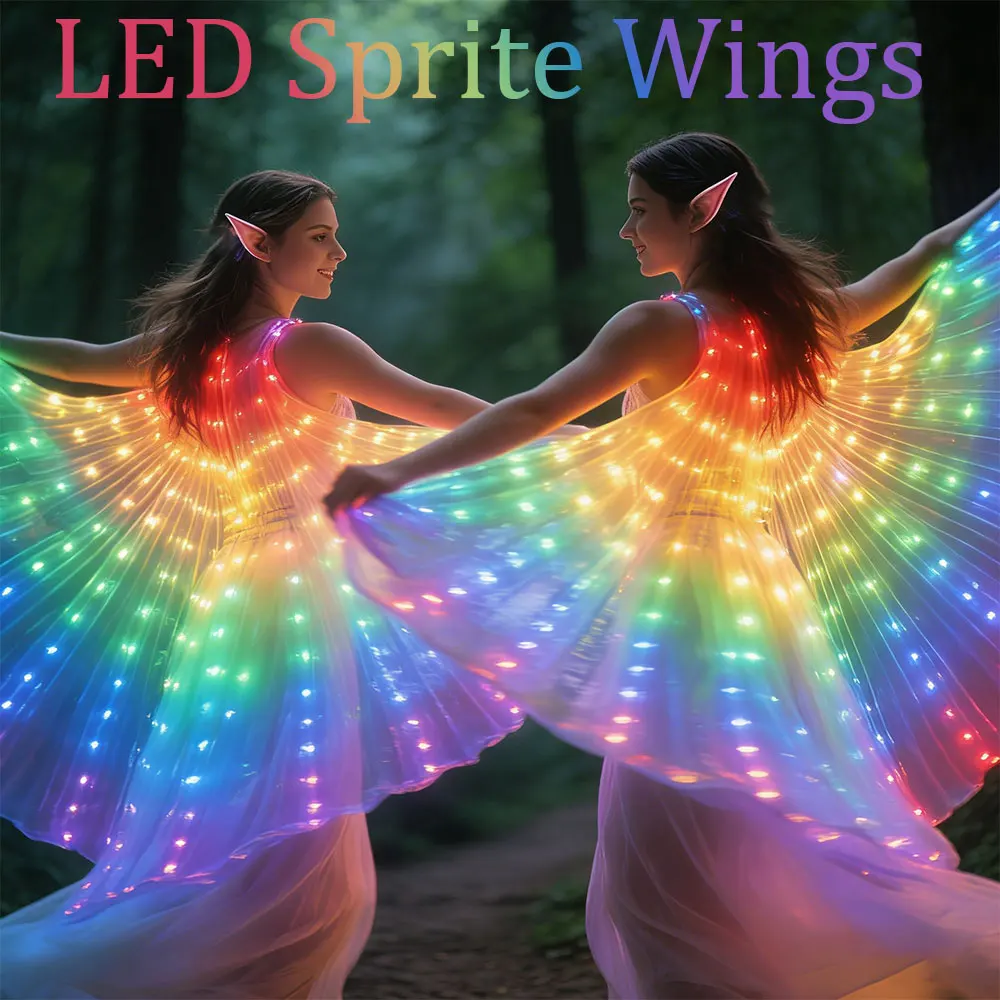 

Красочный светодиодный плащ с крыльями эльфа в комплекте с парой ушей эльфа (продается без батареек)