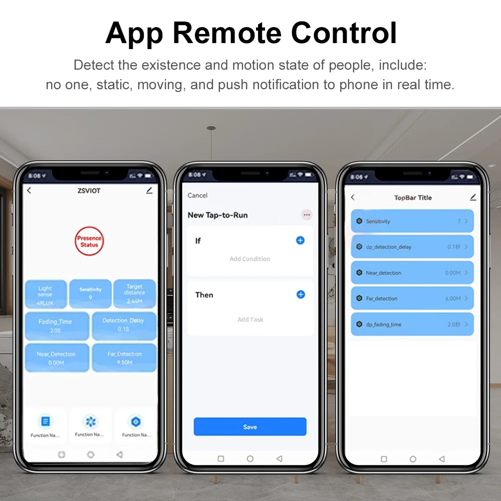 Zigbee/WIFI Human Presence Sensor MmWave Radar Detector Motion Sensor With Luminance Detection Tuya Smart Life Home Automation