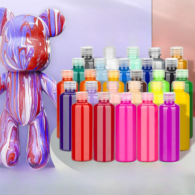 27 Color High Brightness Violent Fluid Bear Pigment 100ml Bottle Creative DIY Graffiti Wall Draw Fluid Painting Acrilic Paint