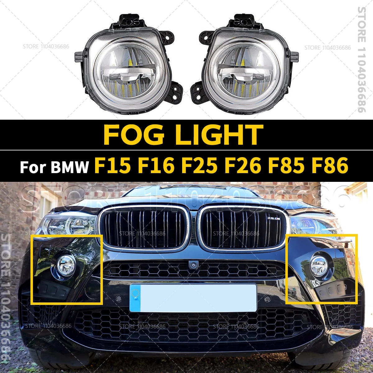 

For 2011 2012 2013 2014 2015 2016 2017 2018 2019 BMW X3 X4 X5 X6 (F15 F16 F25 F26 F85 F86) Front Bumper LED Fog Light Lamp DRL