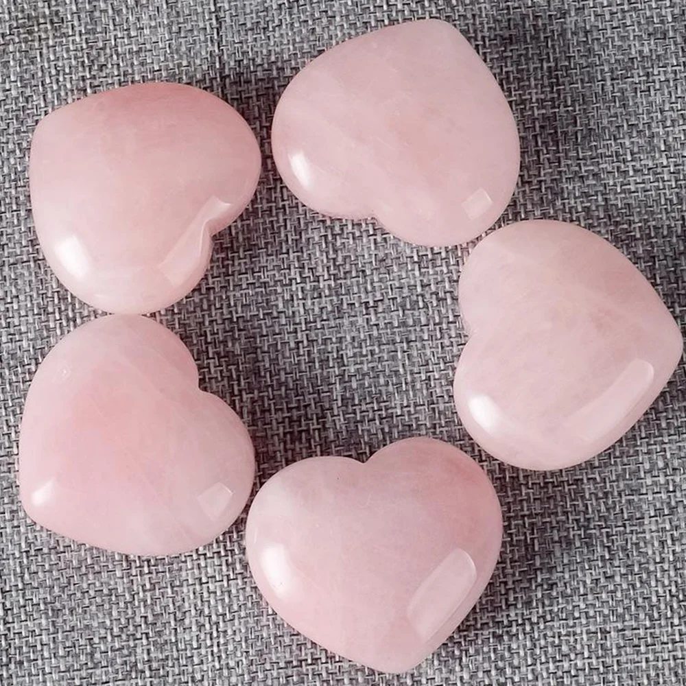 Rose Quartz Love Heart Shape Ornaments Colorful Rough 7 Chakra Mineral Ore Fashion Jewelry Spiritual Healing Yog 1-100PCS