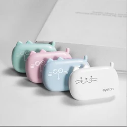 Cute Multicolour Portable Mini Personality Pink Smile Cat Contact Lens Case for Women Gift Kit with Mirror Contact Lenses Box