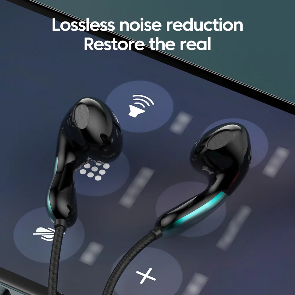 3.5mm/Type C Jack Wired Headphones TPE Noise Reduction Earphones With Microphones Wire Control HD Voice Call Headsets For Phones
